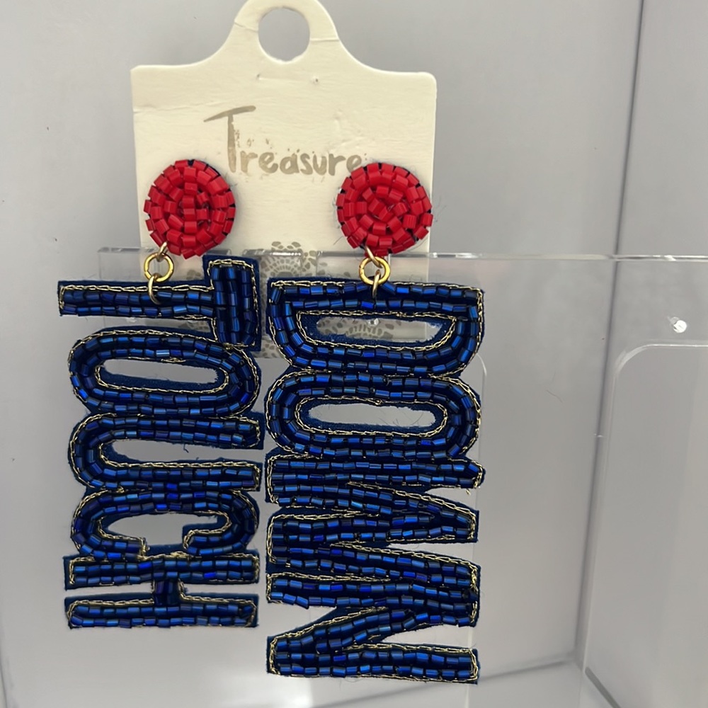 Touchdown! New Football Earrings! Blue and Red! New! - Picture 6 of 6